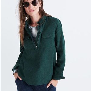 Madewell Zip Front Popover Shirt Green sz L